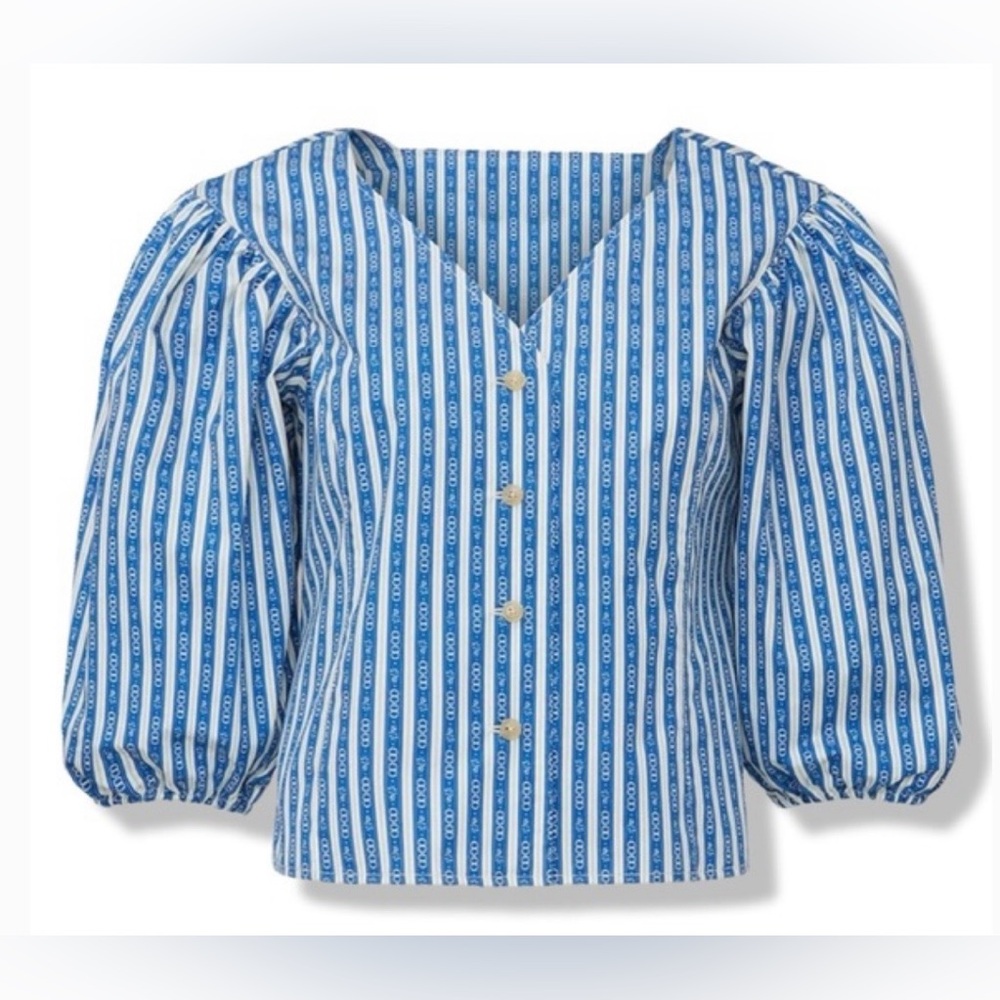 Tory Burch Gemini Link Puffed Sleeve Shirt